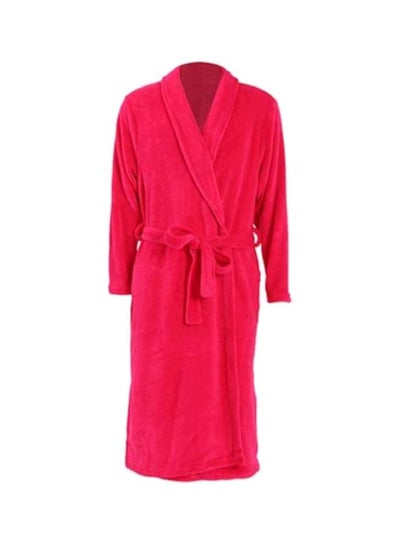 Buy Velvet Solid Pattern Bathrobs Red in Saudi Arabia