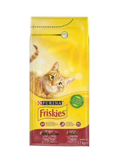 Buy Friskies With Beef, Chicken And Vegetables Cat Dry food Multicolour 1.7kg in UAE