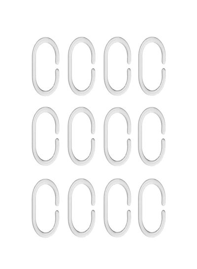 Buy 12-Piece Shower Curtain Hooks Set White in UAE