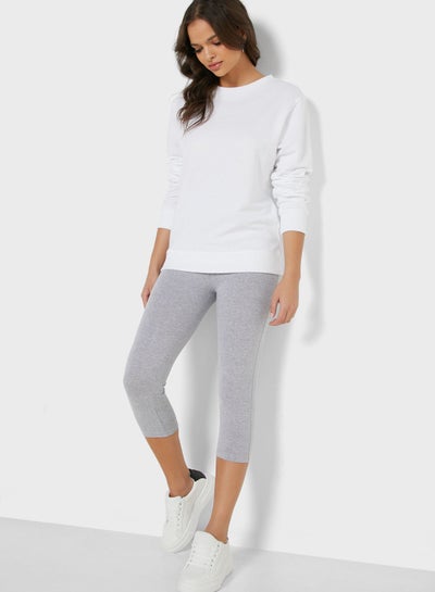 Buy Essential Cropped Leggings Grey in UAE