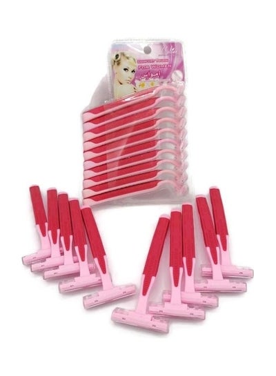 Buy 10-Piece Comfort Touch Razor And Blade Set Pink/Red in Saudi Arabia