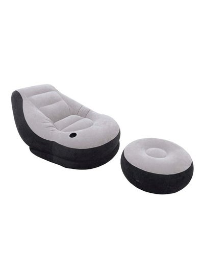 اشتري Lounge Chair With Ottoman Set Grey/Black 99x130x76cm في الامارات