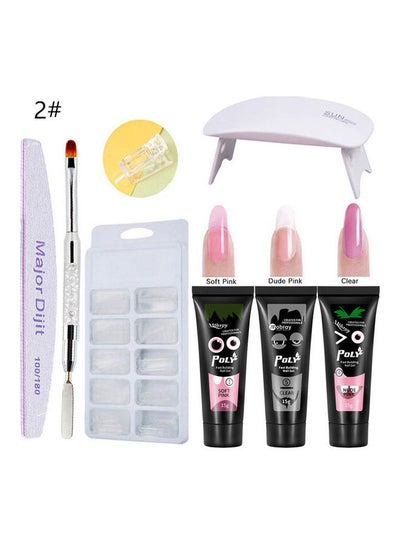 Buy 3 Colour Nail Extension Gel Kit Contain 100 Piece Crystal Nail Molds Multicolour in Saudi Arabia
