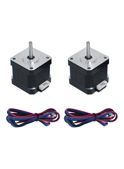 Buy 2-Piece 42 Stepping Motor with 1 Meter Cable for 3D Printer CNC Black in Saudi Arabia