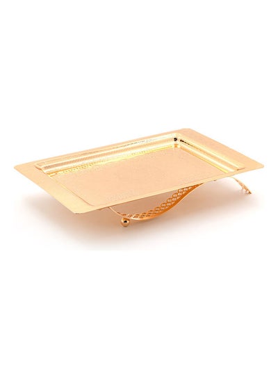 Buy Tray With Stand gold 44x28x7cm in Saudi Arabia