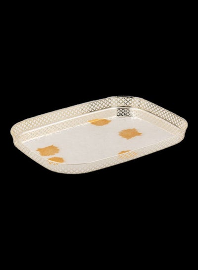 Buy Tray White/Orange 37x28cm in Saudi Arabia