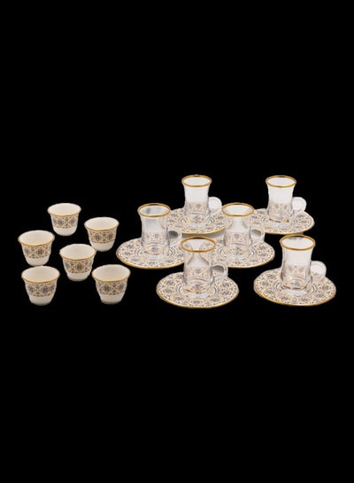 Buy 18-Piece Coffee And Tea Cup Plate Set Multicolour 50x30x7cm in Saudi Arabia