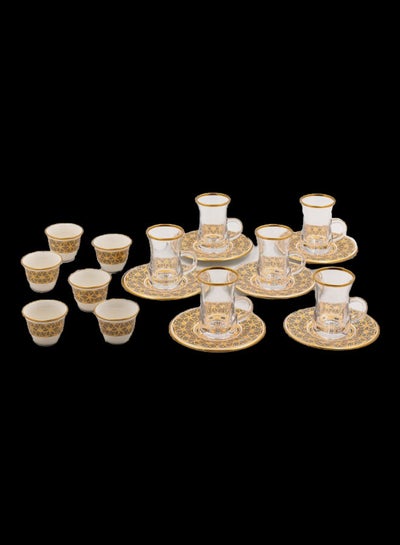 Buy 18-Piece Coffee And Tea Set Multicolour 50x30x7cm in Saudi Arabia