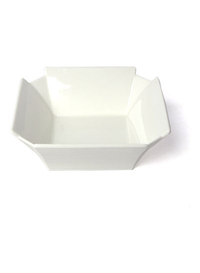 Buy Elegant Porcelain Deep Square Bowl With Telted Edges White 15x15cm in Saudi Arabia
