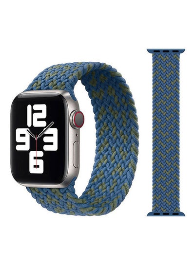 Buy Replacement  Braided Solo Loop Apple Watch Band for 45/44/42 mm Medium Blue/Green in Saudi Arabia