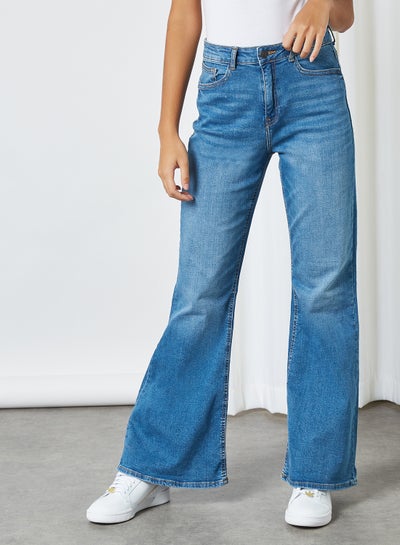 High Waist Flared Jeans Light Blue Denim price in Saudi Arabia | Noon ...