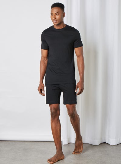 Buy Solid Co-Ord Shorts Set Jet Black in Egypt