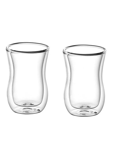 Buy 2-Piece Double Wall Glass Tumbler Set Clear in UAE