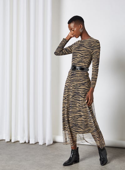 Buy Now - Zebra Print Slim Fit Dress Brown/Black with Fast Delivery and  Easy Returns in Dubai, Abu Dhabi and all UAE