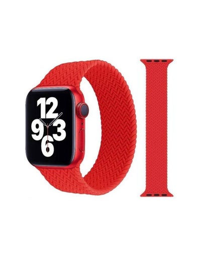 اشتري Braided Solo Silicone Loop Strap Band For Apple Watch 1, 2, 3, 4, 5, 6 42/44 Red في مصر