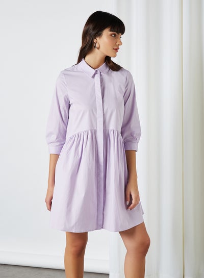 Buy Gather Detailed Dress Pastel Lilac in Egypt