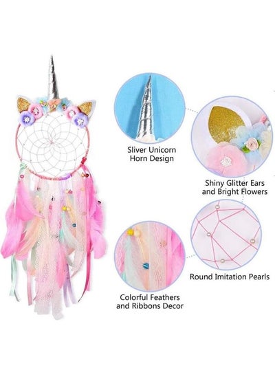 Buy Decorative Handmade Feather Lace Dream Catcher Multicolour in Saudi Arabia