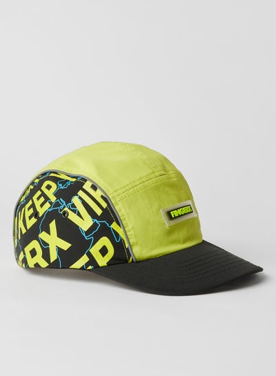 Buy Contrast Slogan Print Cap Yellow in Saudi Arabia