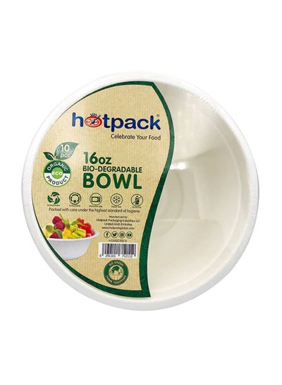 Buy 10-Pieces Bio Degradable Pulp Bowl White in Saudi Arabia