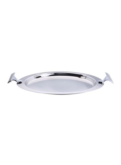 Buy Glitter Stainless Steel Oval Tray Silver in UAE