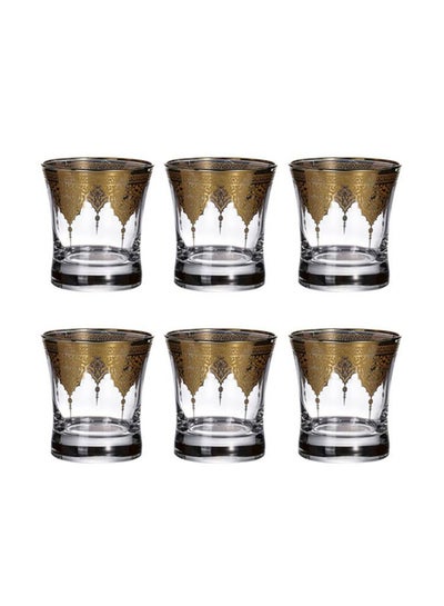 Buy 6-Piece Water Glass Set Clear/Gold 10.6centimeter in Saudi Arabia