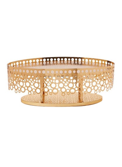 Buy Oval Shape Metal Tray Gold ‎32 x 32 x 12.5cm in UAE