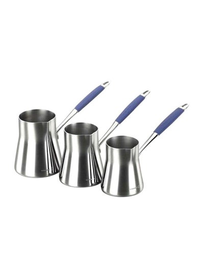 Buy 3-Piece Flora Coffee Pot Set Silver/Blue in UAE