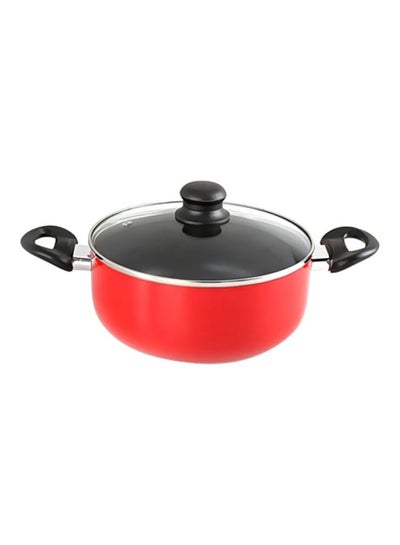 Buy Non-Stick Casserole With Lid Red/Black 22cm in UAE