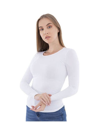 Buy Under Shirt - Body Long Sleeve For Women - Cotton White in Egypt