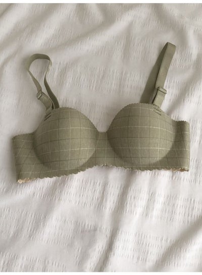 Buy Wireless Push Up Demi-cup Seamless Bra Green in Saudi Arabia