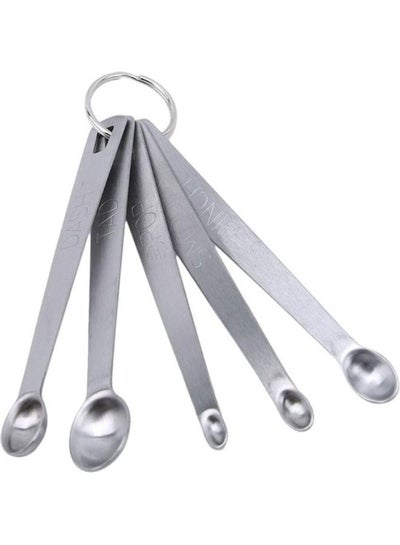 Buy 5-Piece Stainless Steel Measuring Spoons Set Silver in Saudi Arabia