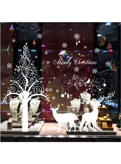 Buy White Christmas Tree Elk Christmas Shop Wall Pvc Material Stickers Black 90X60cm in Egypt