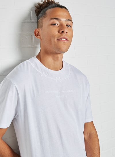 Buy Embroidered Logo T-Shirt White in Egypt