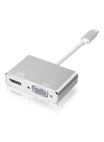 اشتري محول 2 في 1 من Type C USB إلى VGA وHDMI Silver في مصر