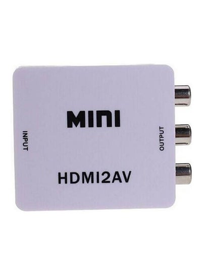 اشتري صندوق محول فيديو HDMI2AV صغير يدعم مخارج NTSC وPAL للـHD من HDMI إلى AV/CVBS L/R أبيض في الامارات