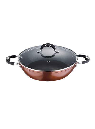 Buy Pandora Forged Aluminium Induction Bottom Non-stick Shallow Pot With Lid Copper 28cm in UAE