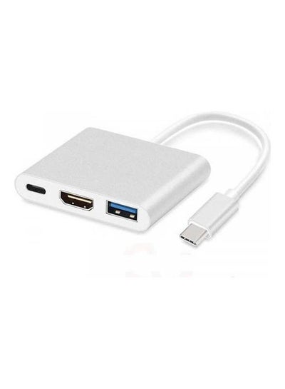 اشتري محول من USB C إلى HDMI من Type C إلى HDMI بمنفذ USB 3.0 ومنفذ شحن USB C متوافق مع ماك بوك كروم بوك بكسل وديل جالكسي اس 8 واس 9 ونوت 8 9 أبيض في مصر