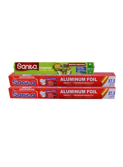 Buy Aluminum Foil Set 3 Piece Silver in Saudi Arabia