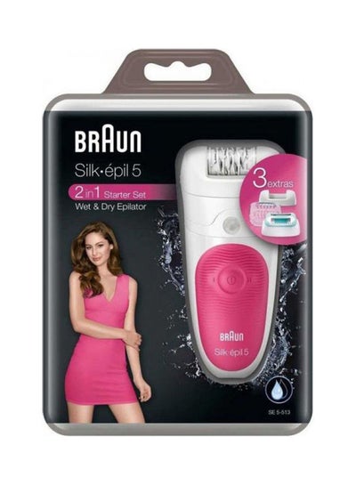 Buy Silk-Epil 5 Wet and Dry Epilator for Women - SE 5513 Fuchia/White in Egypt