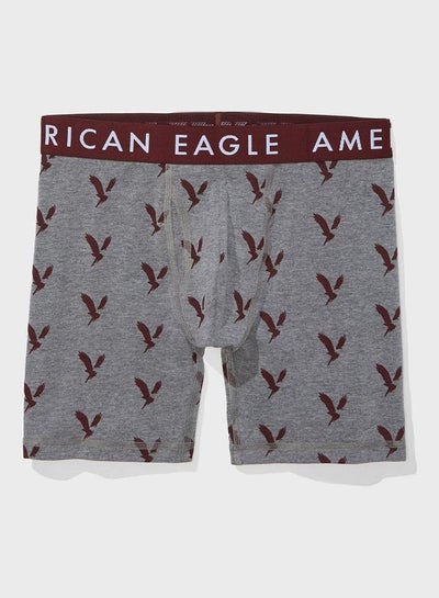 Buy Logo Print Trunks Boxers Grey/Red in UAE