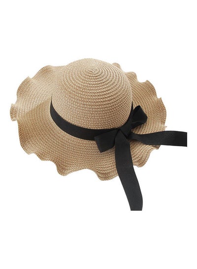 Buy Straw Bowknot Dome Hat Beige in UAE