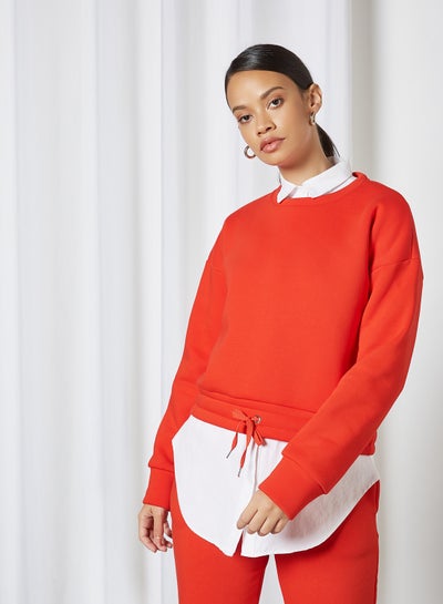 Buy Nora Waist Tie Sweatshirt Fiery Red in UAE