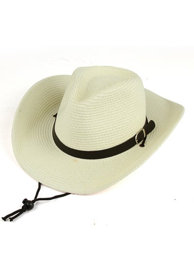 Buy Casual Straw Cowboy Hat White/Black in UAE
