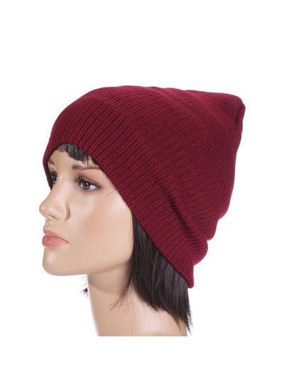 Buy Knitted Cold Pullover Hat Red in Saudi Arabia