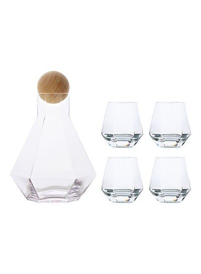 Buy Pack of 5 Glass Water Bottle Set Clear 1.3Liters in Saudi Arabia