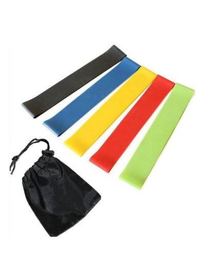 Buy Set of 5 Loops Exercise Resistance Bands for Home Workout Pilates Yoga Rehab Physical Therapy with Carry Bag in Egypt