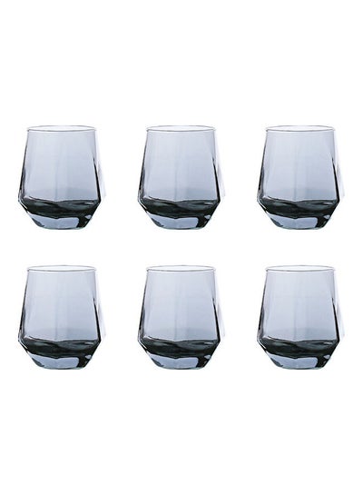 Buy 6-Piece Hexagonal Low Glass Water Cup Clear 9.2x9.3x6.6cm in Saudi Arabia