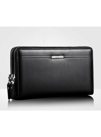 Buy Solid Business Zip Wallet Black in Saudi Arabia