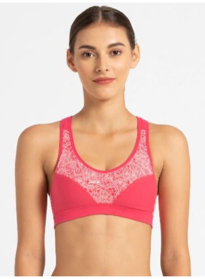 Buy Racer Back Padded Active Sports Bra Assorted Color/Print in UAE