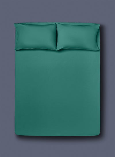 Buy Home Essential Fitted sheet set/3 King size- 100% Cotton Light Weight Everyday Use 144 TC High Quality 1 Bed Sheet 180x200+33cm, 2 Pillow Case 50x75cm- Teal Cotton Teal 180x200+33cm in UAE